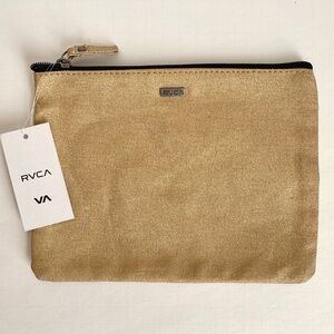 RVCA Shake Down Wallet Gold Zip Top Pouch Clutch Cosmetic Bag